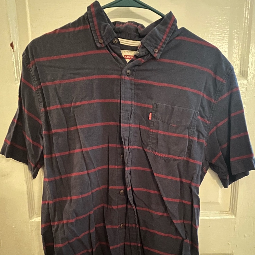 Striped Levi button up shirt.